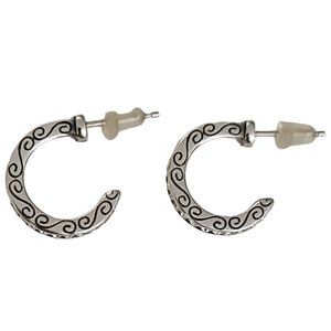 Brighton Clear Crystal Half Hoop Scroll Post Earrings K678